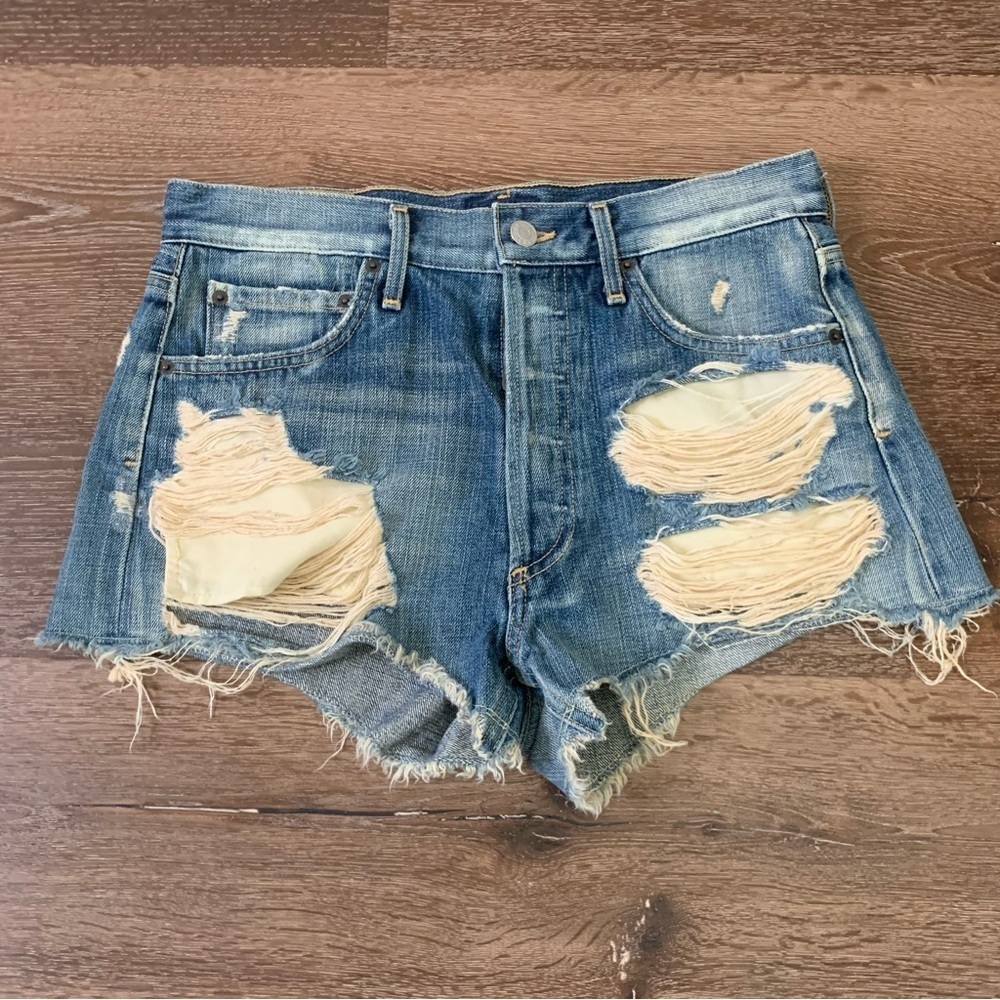Agolde Womens parker distressed pocket raw
Hem jean shorts 25